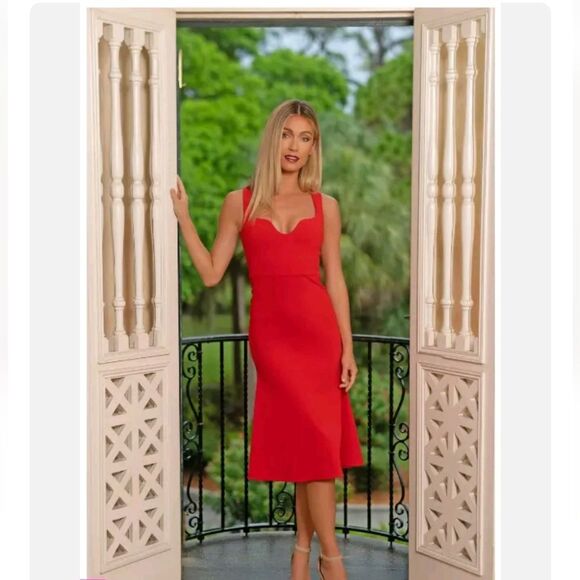 Dress The Population Sammie Fit Flare  Sweetheart Sleeveless Stretch Crepe Dress - Picture 1 of 15